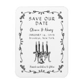 Whimsical Hand Getrokken Bow Candelabra Save the D Magneet (Verticaal)
