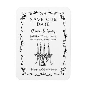 Whimsical Hand Getrokken Bow Candelabra Save the D Magneet