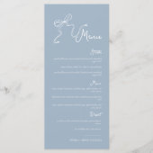 Whimsical Hand getrokken Bow Dusty Blue Bruiloft M Menu (Voorkant)