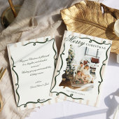 Whimsical Hand getrokken Bow Foto Kerstmis Feestdagenkaart