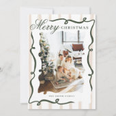 Whimsical Hand getrokken Bow Foto Kerstmis Feestdagenkaart (Voorkant)