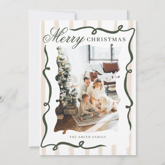 Whimsical Hand getrokken Bow Foto Kerstmis Feestdagenkaart (Voorkant)