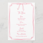 Whimsical Hand getrokken Bow Girly Coquette Roze B Menu (Voorkant)