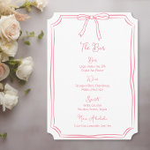 Whimsical Hand getrokken Bow Girly Coquette Roze B Menu