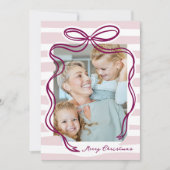 Whimsical Hand-getrokken Bow Lijst Foto Kerst Feestdagenkaart (Voorkant)