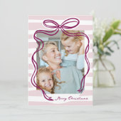 Whimsical Hand-getrokken Bow Lijst Foto Kerst Feestdagenkaart (Staand voorkant)