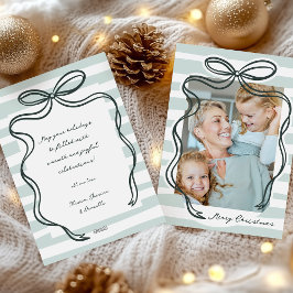Whimsical Hand-getrokken Bow Lijst Foto Kerst Feestdagenkaart