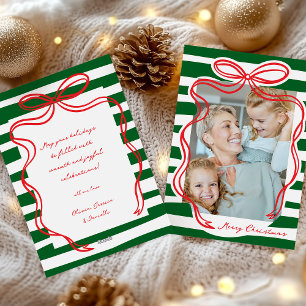 Whimsical Hand-getrokken Bow Lijst Foto Kerst Feestdagenkaart