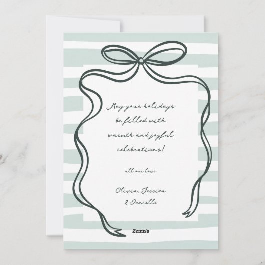 Whimsical Hand-getrokken Bow Lijst Foto Kerst Feestdagenkaart (Achterkant)