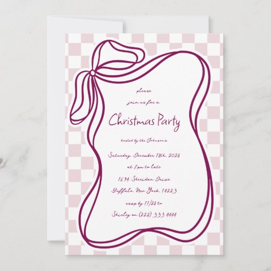 Whimsical Hand-getrokken Bow Lijst Kerst Kaart (Voorkant)