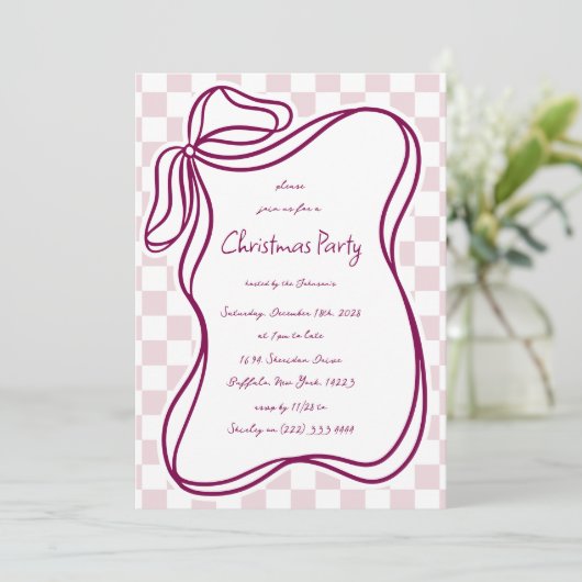 Whimsical Hand-getrokken Bow Lijst Kerst Kaart (Staand voorkant)