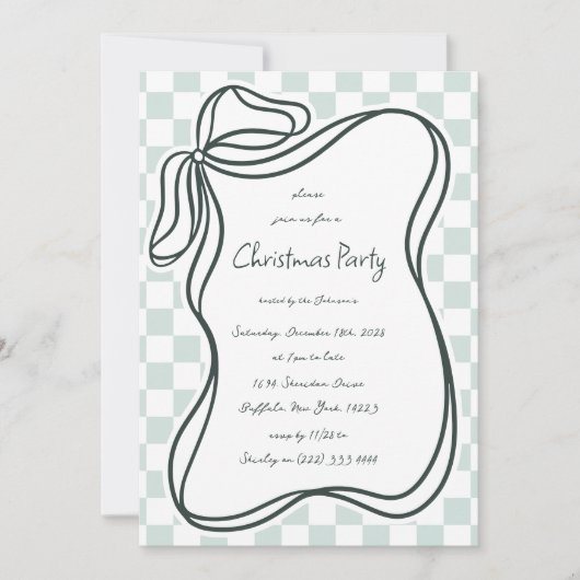 Whimsical Hand-getrokken Bow Lijst Kerst Kaart (Voorkant)