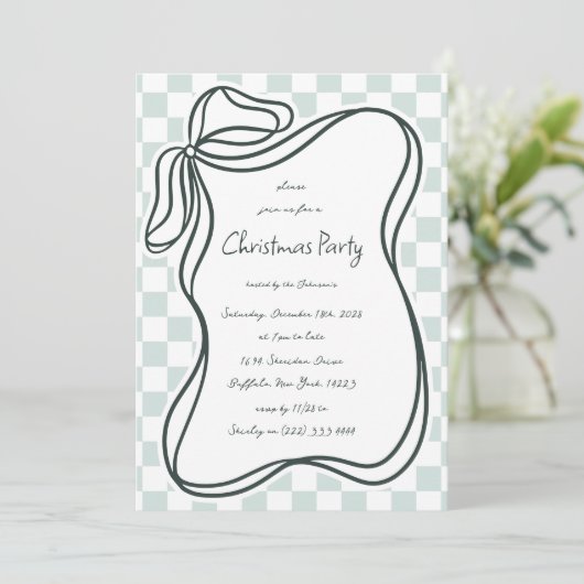 Whimsical Hand-getrokken Bow Lijst Kerst Kaart (Staand voorkant)