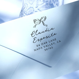 Whimsical Hand getrokken Bow & Script Naam Adres Zelfinktende Stempel