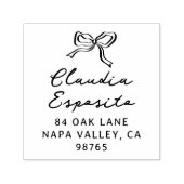 Whimsical Hand getrokken Bow & Script Naam Adres Zelfinktende Stempel (Design)
