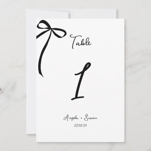 Whimsical Hand getrokken Bow Trouwtafel nummer (Voorkant)