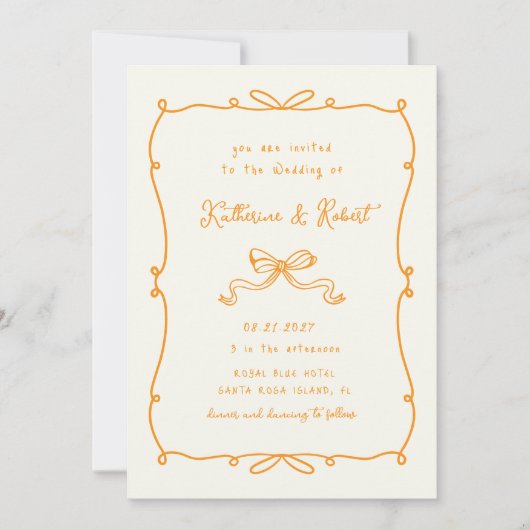 Whimsical Hand getrokken Bows Budget Huwelijk Kaart (Voorkant)