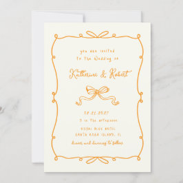 Whimsical Hand getrokken Bows Budget Huwelijk Kaart