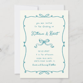 Whimsical Hand getrokken Bows Budget Huwelijk Kaart