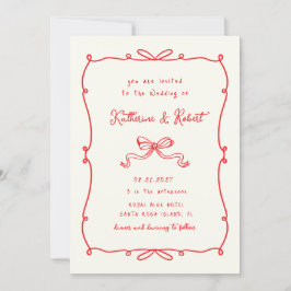 Whimsical Hand getrokken Bows Budget Huwelijk Kaart