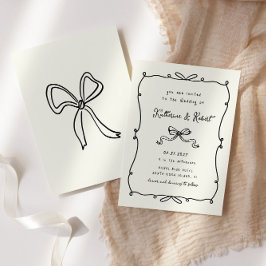 Whimsical Hand getrokken Bows Budget Huwelijk Kaart