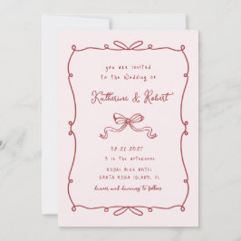 Whimsical Hand getrokken Bows Budget Huwelijk Kaart