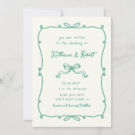 Whimsical Hand getrokken Bows Budget Huwelijk Kaart