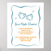 Whimsical Hand getrokken Boy Late Night Luiers Sig Poster (Voorkant)