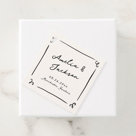 Whimsical Hand getrokken bruiloft Bedankjes Labels (In situ)