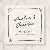 Whimsical Hand getrokken bruiloft Bedankjes Labels (Voorkant)
