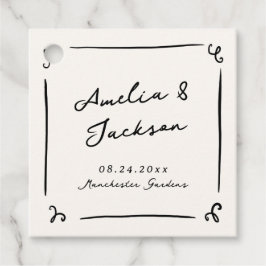 Whimsical Hand getrokken bruiloft Bedankjes Labels