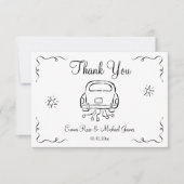 Whimsical Hand getrokken bruiloft Bedankkaart (Voorkant)