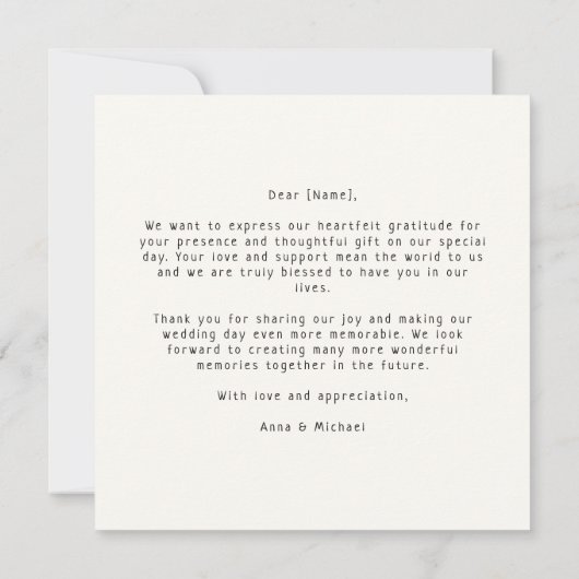 Whimsical, hand getrokken bruiloft bedankkaart (Achterkant)