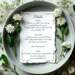 Whimsical Hand Getrokken bruiloft details Informatiekaartje