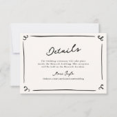 Whimsical Hand getrokken bruiloft details Kaart (Voorkant)