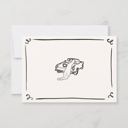 Whimsical Hand getrokken bruiloft details Kaart (Achterkant)