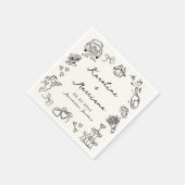 Whimsical Hand getrokken bruiloft Doodles Servet (Hoek)