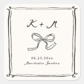 Whimsical Hand getrokken bruiloft Doodles Vierkante Sticker (Voorkant)