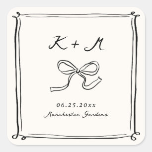 Whimsical Hand getrokken bruiloft Doodles Vierkante Sticker