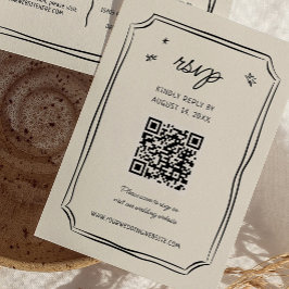 Whimsical Hand getrokken bruiloft eigenzinnige QR  RSVP Kaartje