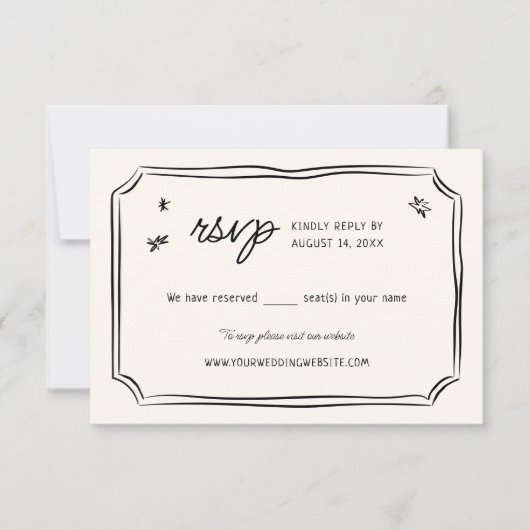 Whimsical Hand getrokken bruiloft eigenzinnige RSV RSVP Kaartje (Voorkant)