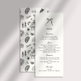 Whimsical, Hand getrokken bruiloft Flat Menu