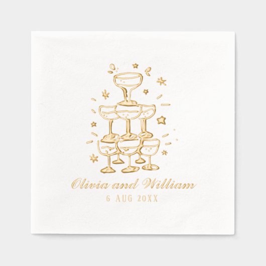 Whimsical Hand getrokken bruiloft Folie Servetten (Voorkant)