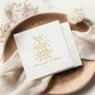 Whimsical Hand getrokken bruiloft Folie Servetten