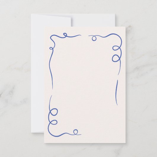 Whimsical Hand getrokken bruiloft Franse marine bl Save The Date (Achterkant)