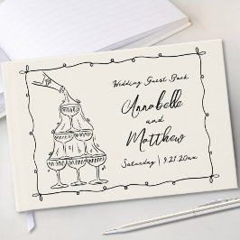 Whimsical Hand getrokken bruiloft Gastenboek