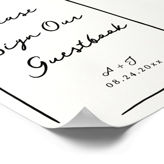 Whimsical Hand getrokken bruiloft gastenboek teken Poster (Hoek)