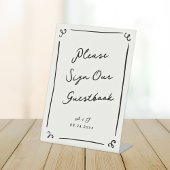 Whimsical Hand getrokken bruiloft gastenboek teken Reclamebord Met Voetstuk