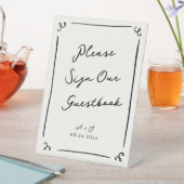 Whimsical Hand getrokken bruiloft gastenboek teken Reclamebord Met Voetstuk (Insitu)