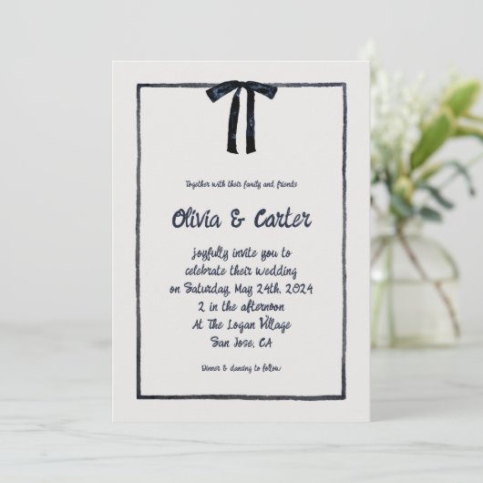 Whimsical Hand getrokken bruiloft Kaart (Staand voorkant)